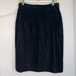 Oleg Cassini Black Tie Vintage Black Velvet Midi Skirt